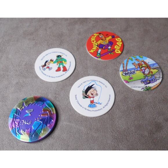 Misc Vintage POG Milkcaps Lot of 24: Slammer Jammer, WPF, Cookie Crisp, Simpsons - Picture 5 of 12